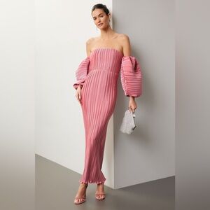 L’IDÉE Sirene Pleated Off Shoulder Puff Sleeve Dress US 12